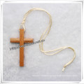 Simple Wood Cross Pendant Necklace, Necklace Jewelry (IO-an082)